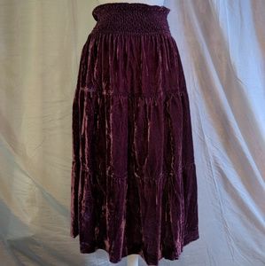 Purple velvet peasant skirt